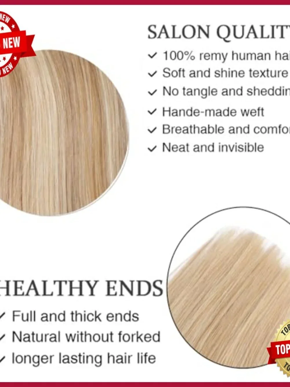 Clip-In Human Hair Extensions 16 Inches 120g 7 Pieces Remy Hair